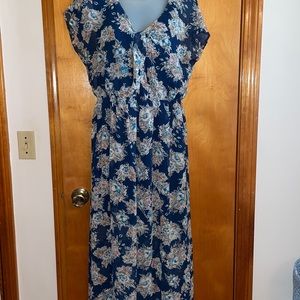 Navy maxi dress with floral print